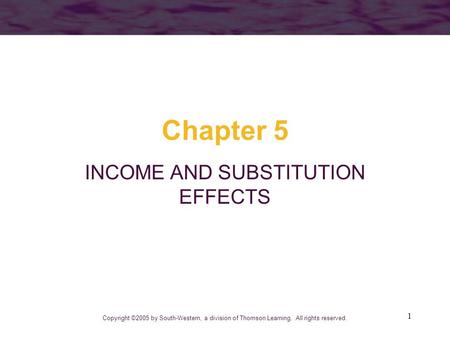 INCOME AND SUBSTITUTION EFFECTS