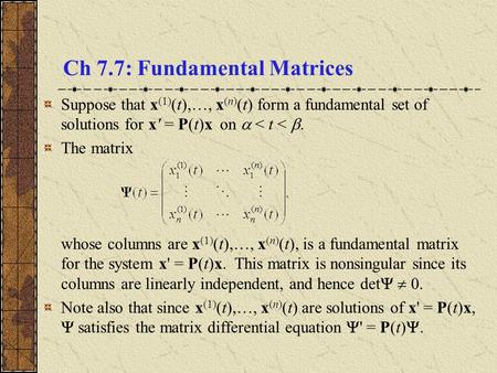 Ch 7.7: Fundamental Matrices