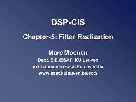 DSP-CIS Chapter-5: Filter Realization