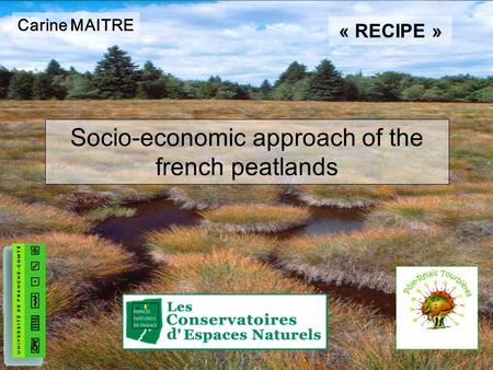 Socio-economic approach of the french peatlands Carine MAITRE « RECIPE »