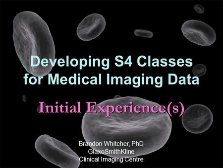 Initial Experience(s) Developing S4 Classes for Medical Imaging Data Brandon Whitcher, PhD GlaxoSmithKline Clinical Imaging Centre.