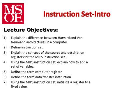 Instruction Set-Intro