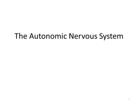 The Autonomic Nervous System