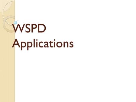 WSPD Applications.