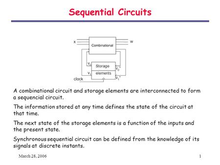 Sequential Circuits Storage elements