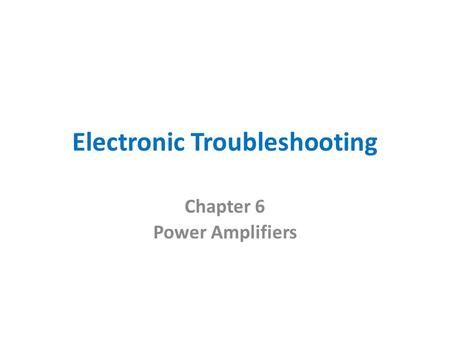 Electronic Troubleshooting