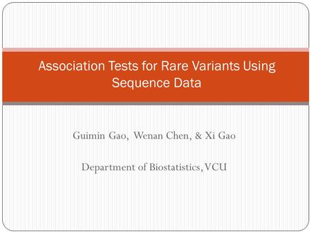 Association Tests for Rare Variants Using Sequence Data