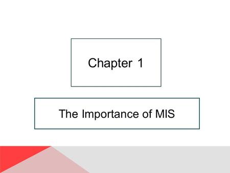 Chapter 1 The Importance of MIS.