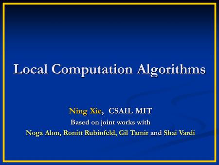 Local Computation Algorithms