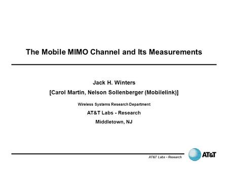 The Mobile MIMO Channel and Its Measurements