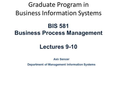 Graduate Program in Business Information Systems