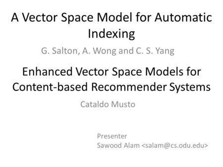 A Vector Space Model for Automatic Indexing