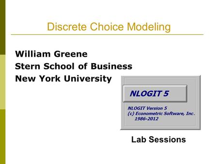 Discrete Choice Modeling