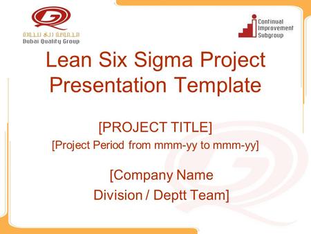 Lean Six Sigma Project Presentation Template