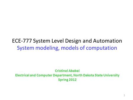 Electrical and Computer Department, North Dakota State University