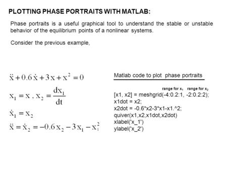 PLOTTING PHASE PORTRAITS WITH MATLAB: