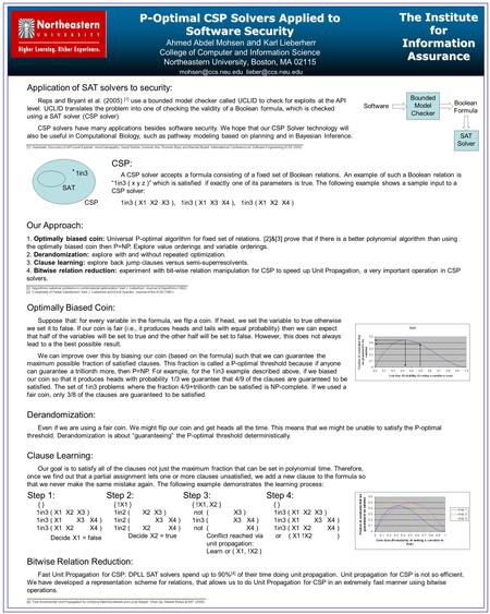 P-Optimal CSP Solvers Applied to Software Security P-Optimal CSP Solvers Applied to Software Security Ahmed Abdel Mohsen and Karl Lieberherr College of.