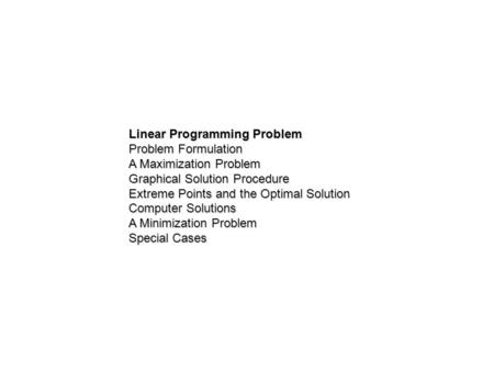 Linear Programming Problem