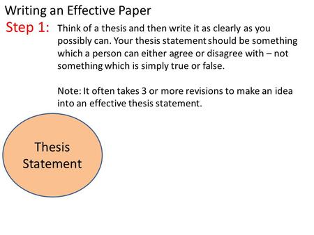 Step 1: Think of a thesis and then write it as clearly as you possibly can. Your thesis statement should be something which a person can either agree or.