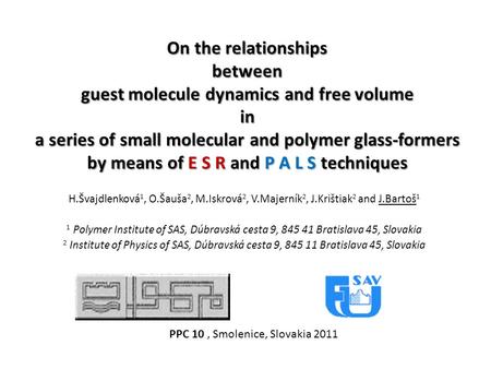 guest molecule dynamics and free volume