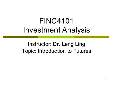 FINC4101 Investment Analysis