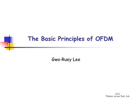 The Basic Principles of OFDM