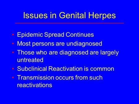 Issues in Genital Herpes