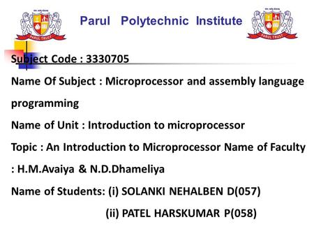 Parul Polytechnic Institute