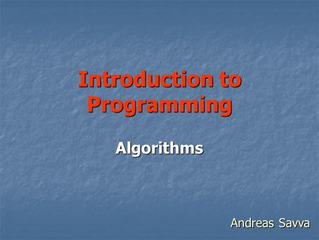 Introduction to Programming