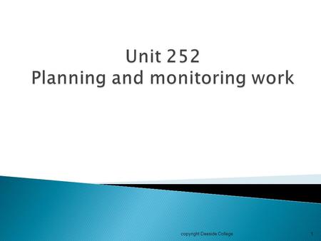 Unit 252 Planning and monitoring work