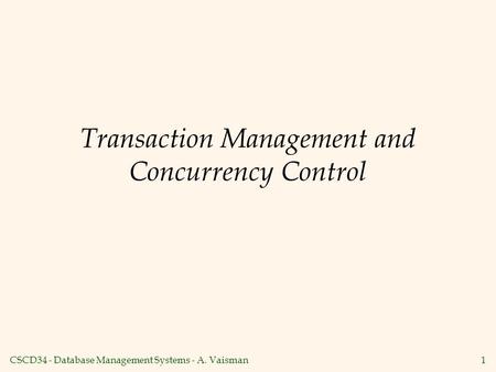 Transaction Management and Concurrency Control