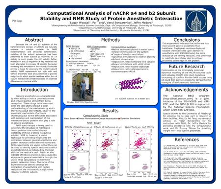 Computational Analysis of nAChR a4 and b2 Subunit Stability and NMR Study of Protein Anesthetic Interaction Logan Woodall 1, Pei Tang 2, Vasyl Bondarenko.