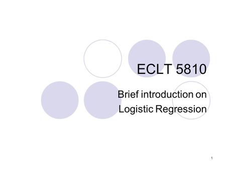 Brief introduction on Logistic Regression