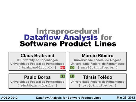 Intraprocedural Dataflow Analysis for Software Product Lines