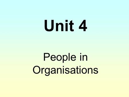 People in Organisations