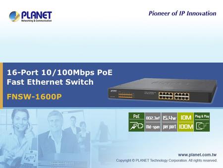 16-Port 10/100Mbps PoE Fast Ethernet Switch FNSW-1600P.