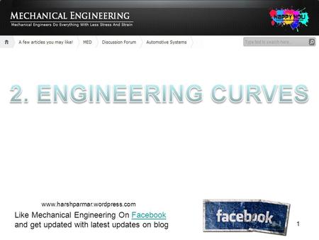 2. ENGINEERING CURVES www.harshparmar.wordpress.com Like Mechanical Engineering On Facebook and get updated with latest updates on blog.