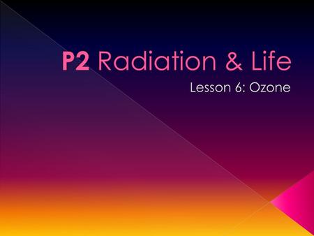  MUST understand how ozone protects living organisms  SHOULD understand how to decide whether to accept different risks.