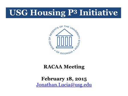 USG Housing P3 Initiative