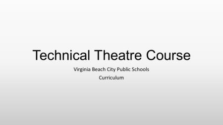 Technical Theatre Course