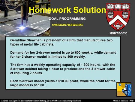 Homework Solution GOAL PROGRAMMING