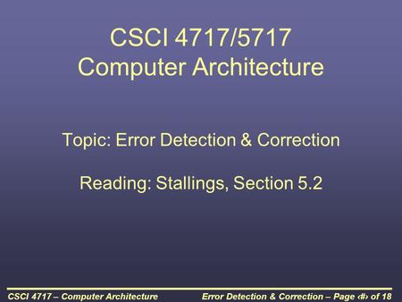 CSCI 4717/5717 Computer Architecture