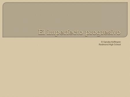 © Sandra Hoffmann Redmond High School.  The Imperfecto Progresivo (Past Progressive) is the past tense equivalent to the Presente Progresivo (Present.