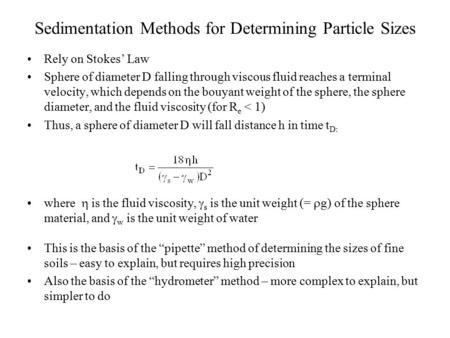 Sedimentation Methods for Determining Particle Sizes