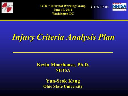 Injury Criteria Analysis Plan