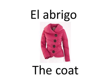 El abrigo The coat. Las gafas de sol The sunglasses.