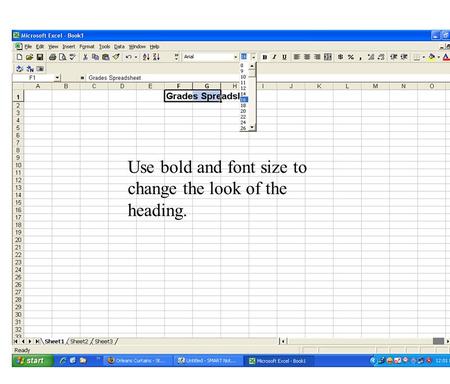 Use bold and font size to change the look of the heading.