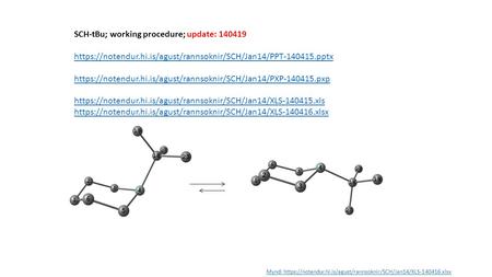 SCH-tBu; working procedure; update: 140419 https://notendur.hi.is/agust/rannsoknir/SCH/Jan14/PPT-140415.pptx https://notendur.hi.is/agust/rannsoknir/SCH/Jan14/PXP-140415.pxp.