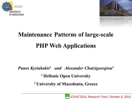 Maintenance Patterns of large-scale