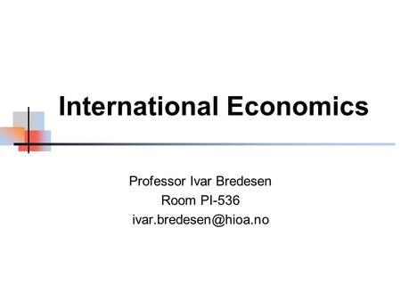 International Economics